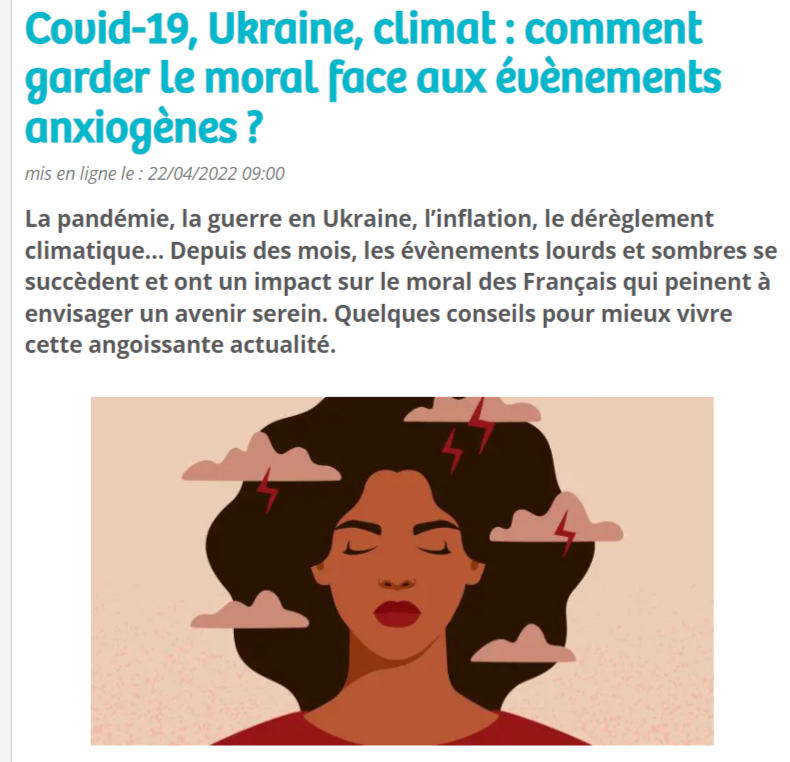 You are currently viewing Covid-19, Ukraine, climat : comment garder le moral face aux évènements anxiogènes ?